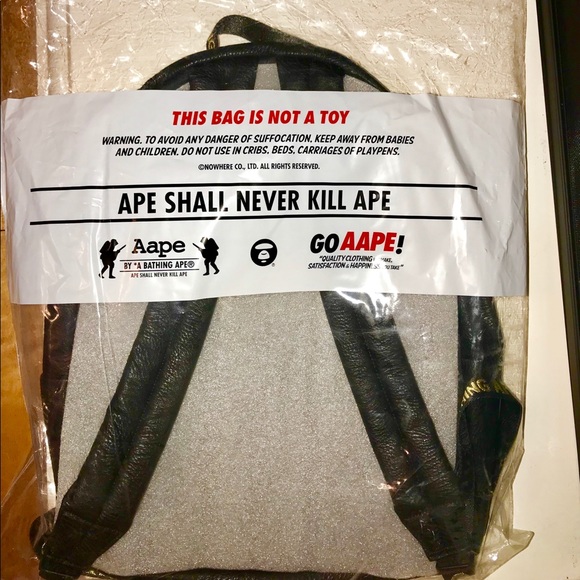 Aape by *A bathing ape leather black backpack - Picture 6 of 7